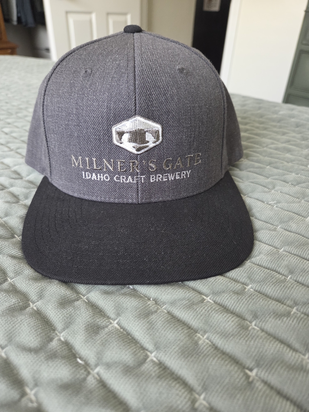 Milner's Gate Gray and Black Snapback Hat - Idaho Craft Brewery